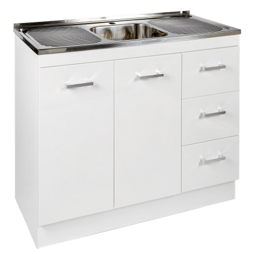1200 Base and Sink Unit Right Hand Drawers Gloss White
