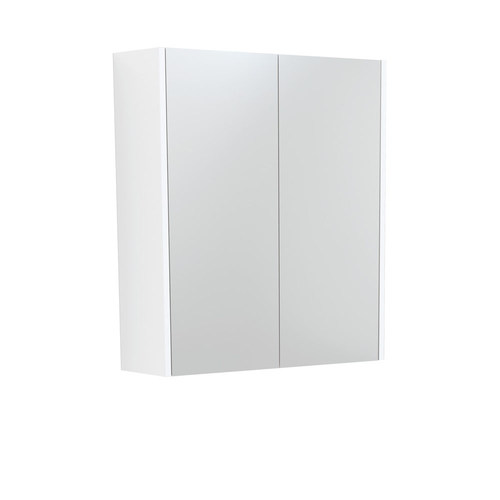 Mirror Cabinet with Satin White Panels 600mm 