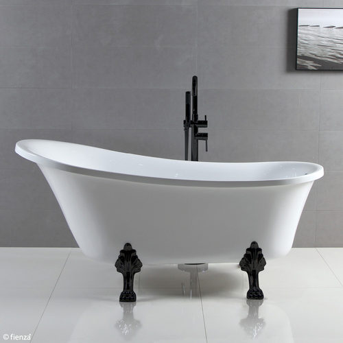 Clawfoot Freestanding Acrylic Bath 1500mm Gloss White with Matte Black Feet